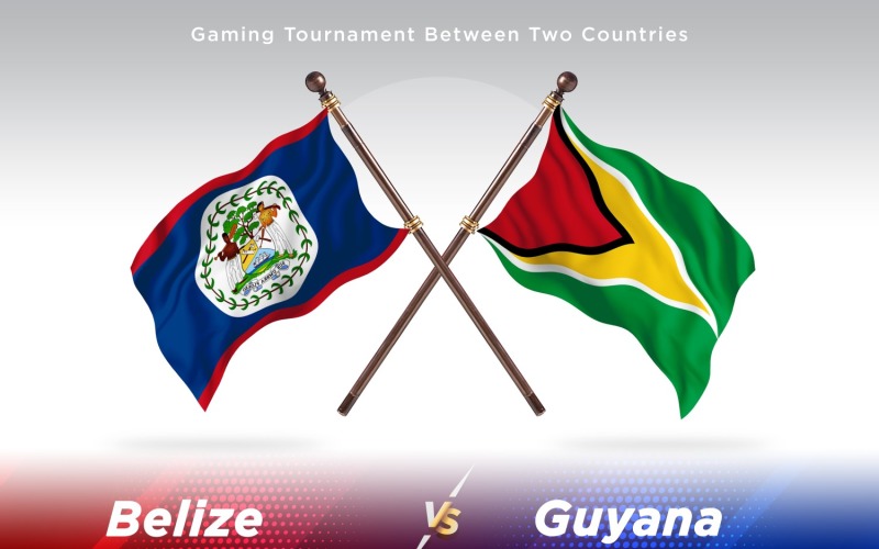 Belize versus Guyana Two Flags Illustration
