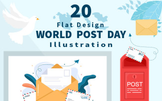 20 World Post Day Vector Illustration