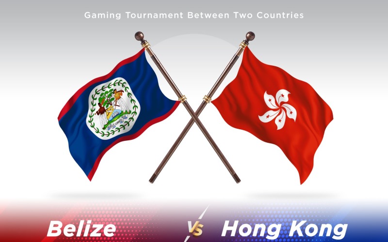 Belize versus Hong Kong Two Flags Illustration