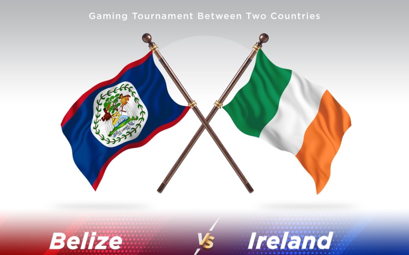 Belize versus Ireland Two Flags Illustration