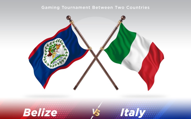 Belize versus Italy Two Flags Illustration