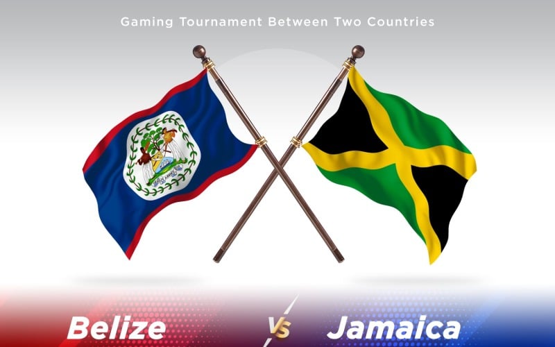 Belize versus Jamaica Two Flags Illustration