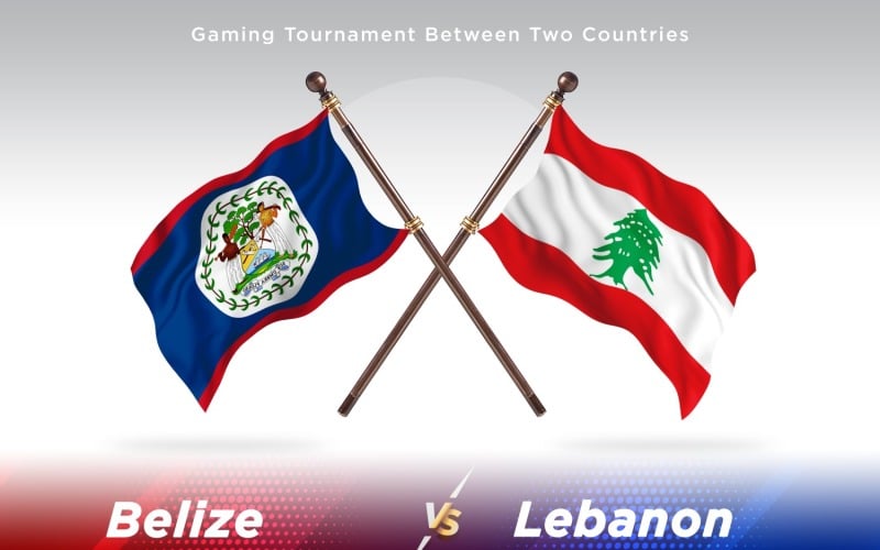 Belize versus Lebanon Two Flags Illustration