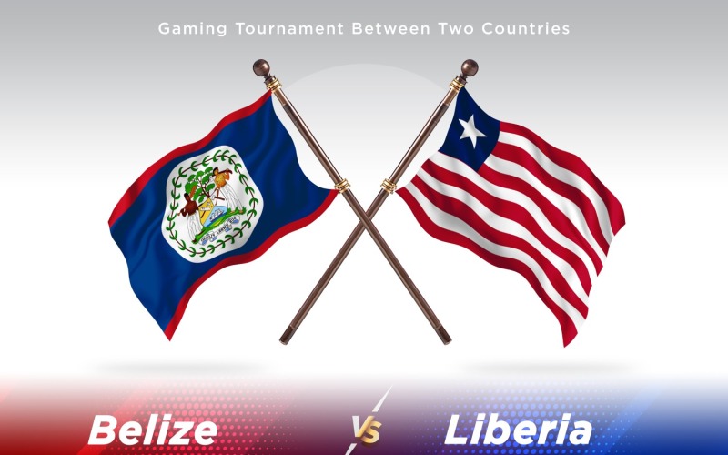 Belize versus Liberia Two Flags Illustration