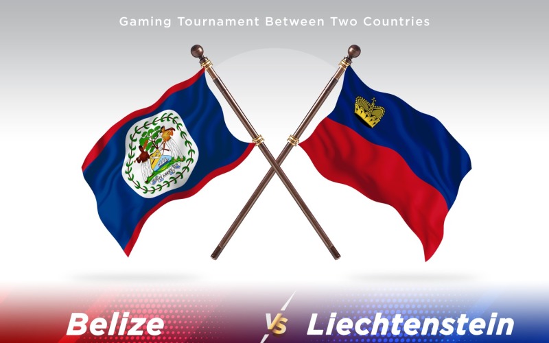 Belize versus Liechtenstein Two Flags Illustration