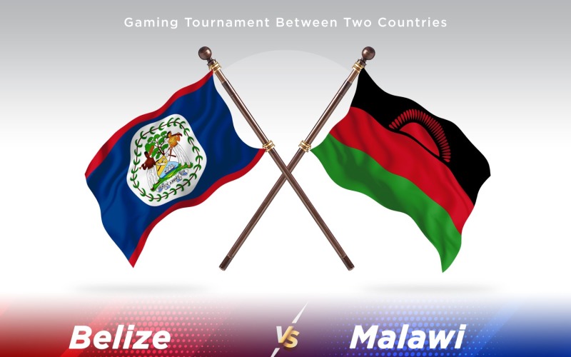 Belize versus Malawi Two Flags Illustration