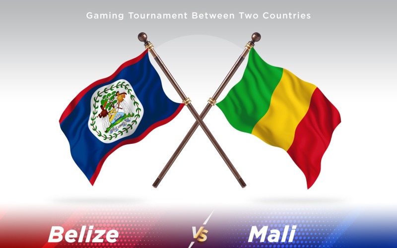 Belize versus Mali Two Flags Illustration