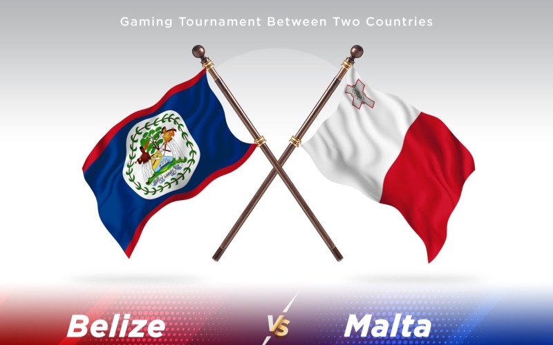 Belize versus Malta Two Flags Illustration