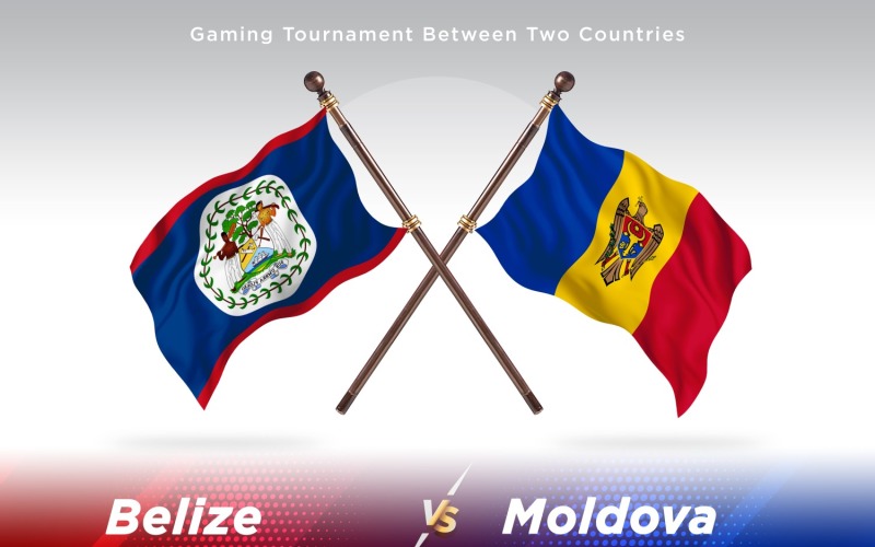 Belize versus Moldova Two Flags Illustration