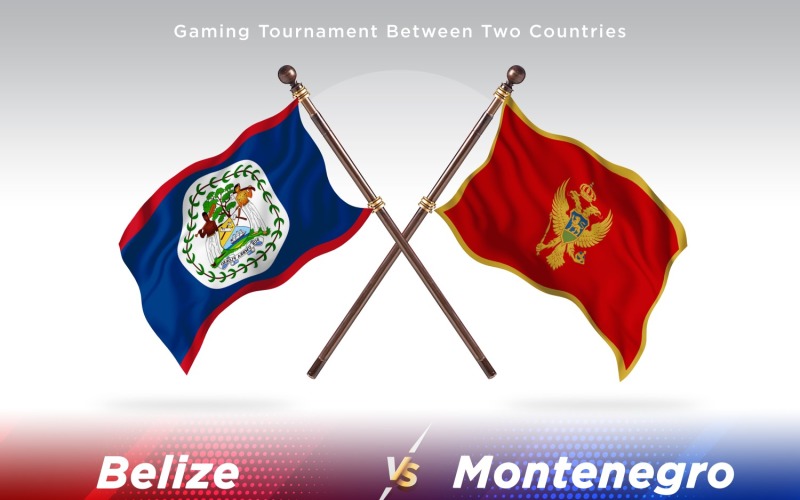 Belize versus Montenegro Two Flags Illustration