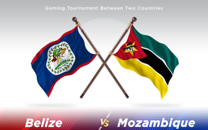 Belize versus Mozambique Two Flags Illustration