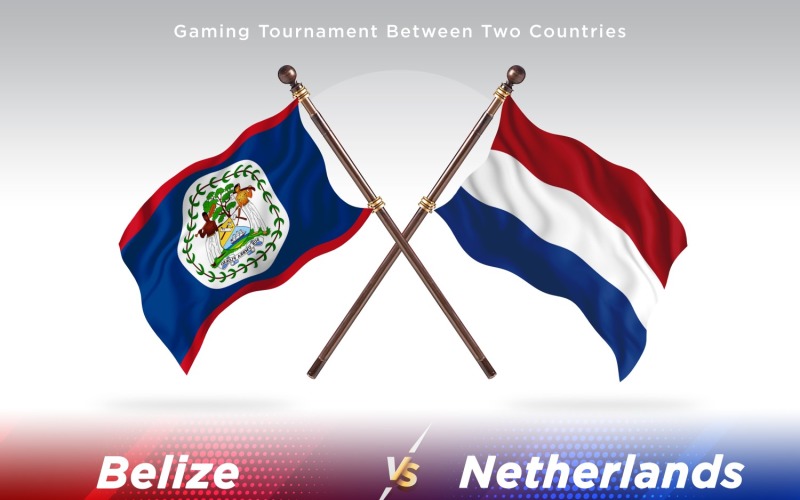 Belize versus Netherlands Two Flags Illustration