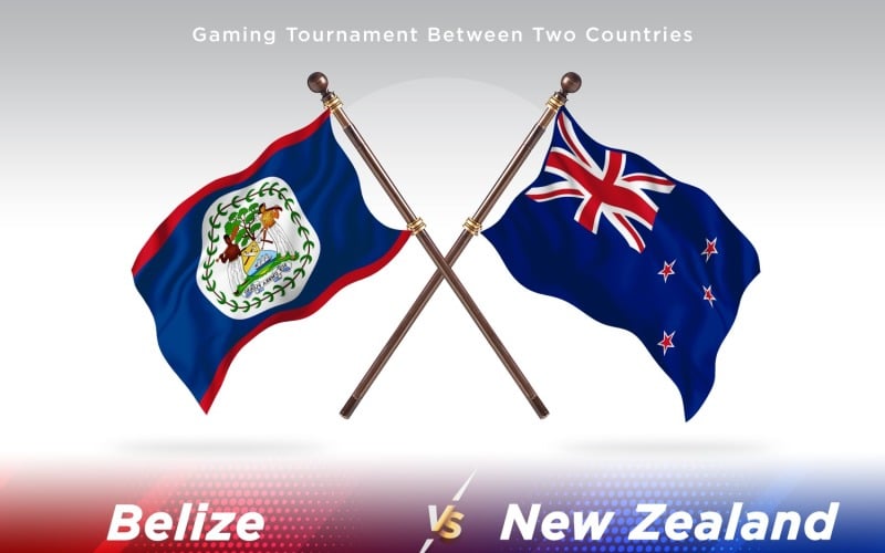 Belize versus new Zealand Two Flags Illustration