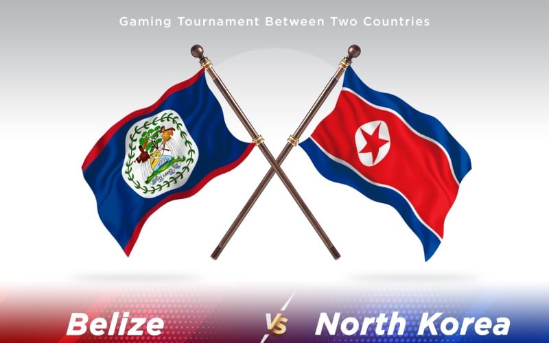 Belize versus north Korea Two Flags Illustration