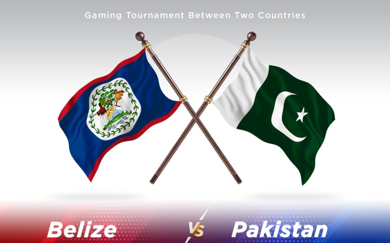 Belize versus Pakistan Two Flags Illustration