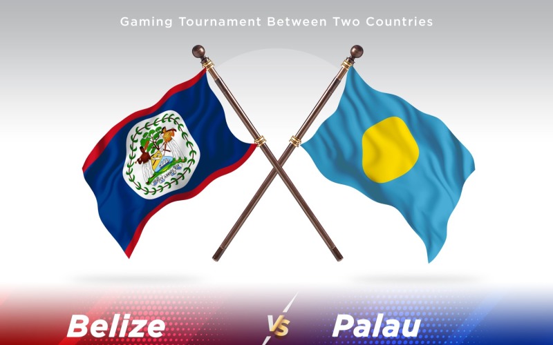 Belize versus Palau Two Flags Illustration