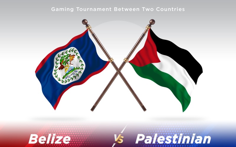 Belize versus Palestinian Two Flags Illustration