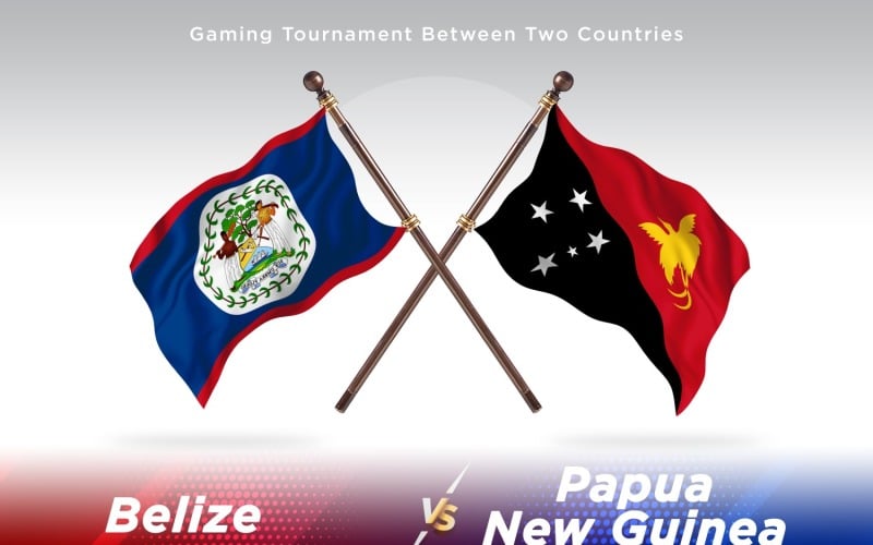 Belize versus Papua new guinea Two Flags Illustration