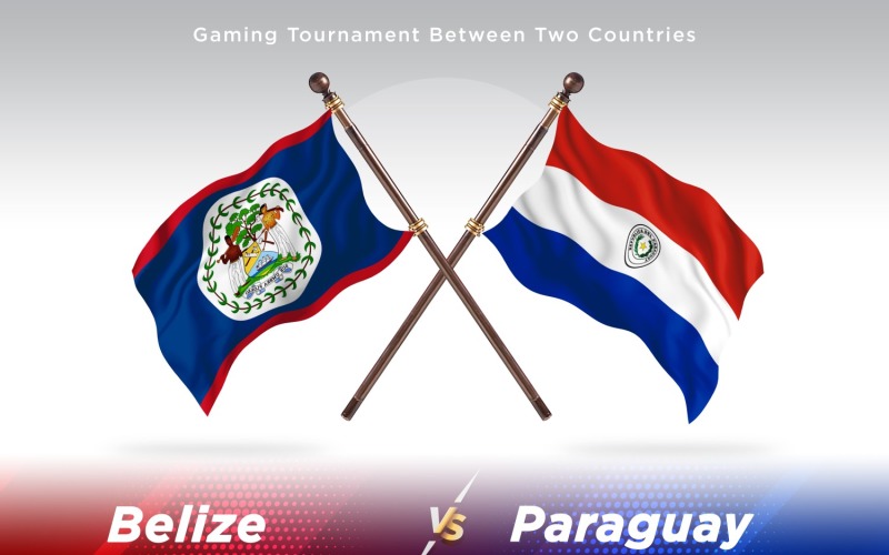 Belize versus Paraguay Two Flags Illustration