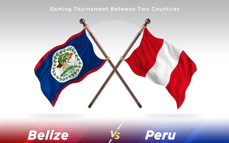 Belize versus Peru Two Flags Illustration