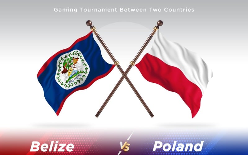 Belize versus Poland Two Flags Illustration