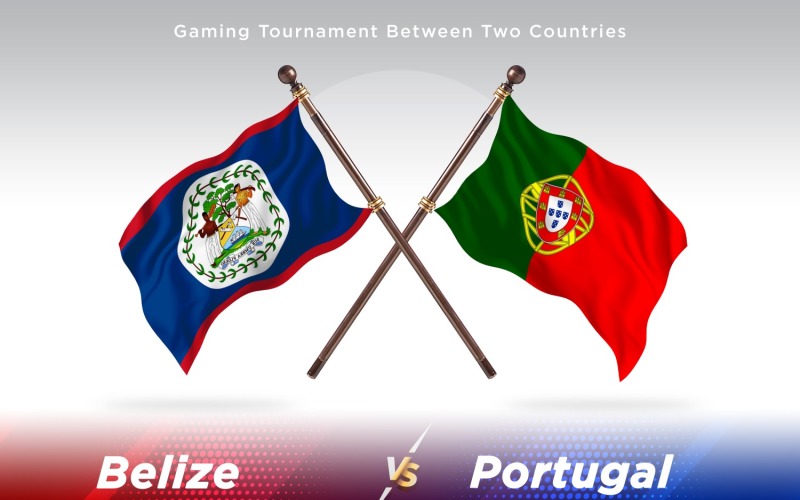 Belize versus Portugal Two Flags Illustration