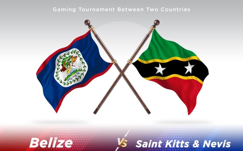 Belize versus saint Kitts and Nevis Two Flags Illustration