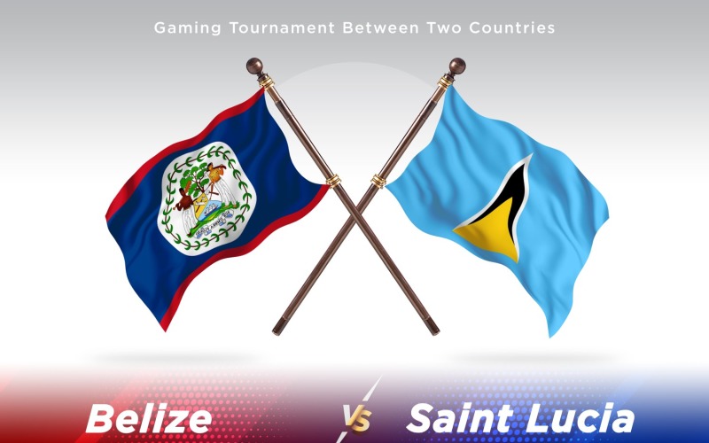 Belize versus saint Lucia Two Flags Illustration