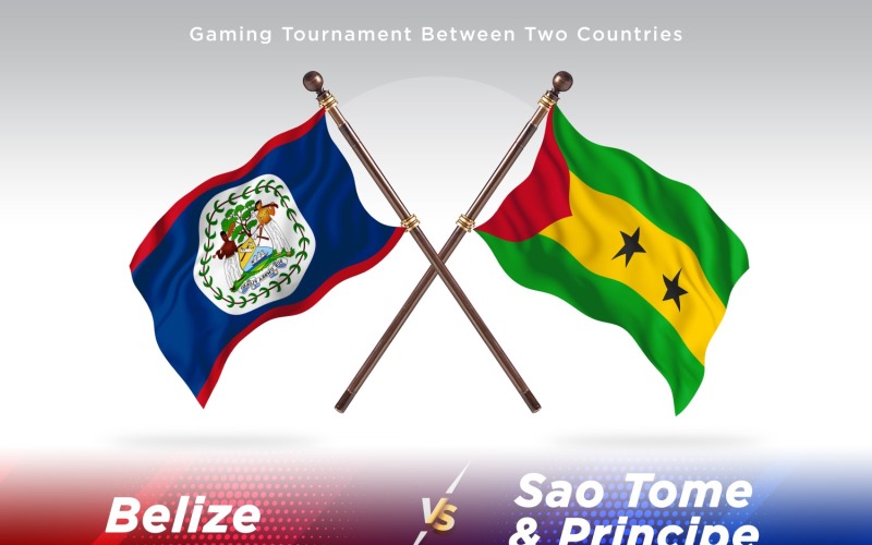 Belize versus Sao tome _ Principe Two Flags Illustration