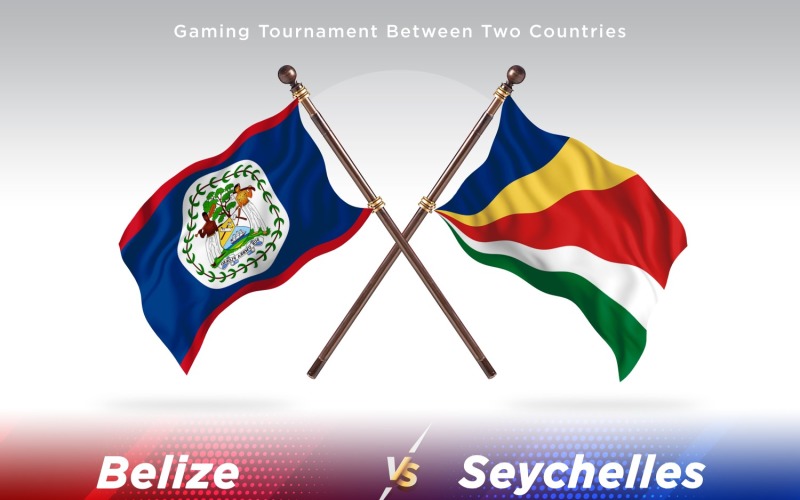 Belize versus Seychelles Two Flags Illustration