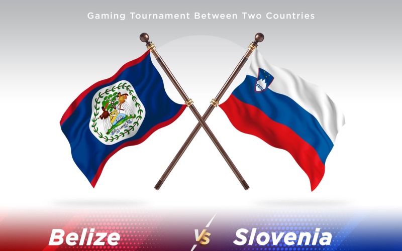 Belize versus Slovenia Two Flags Illustration