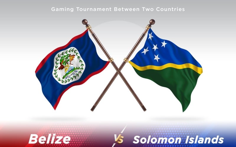Belize versus Solomon islands Two Flags Illustration