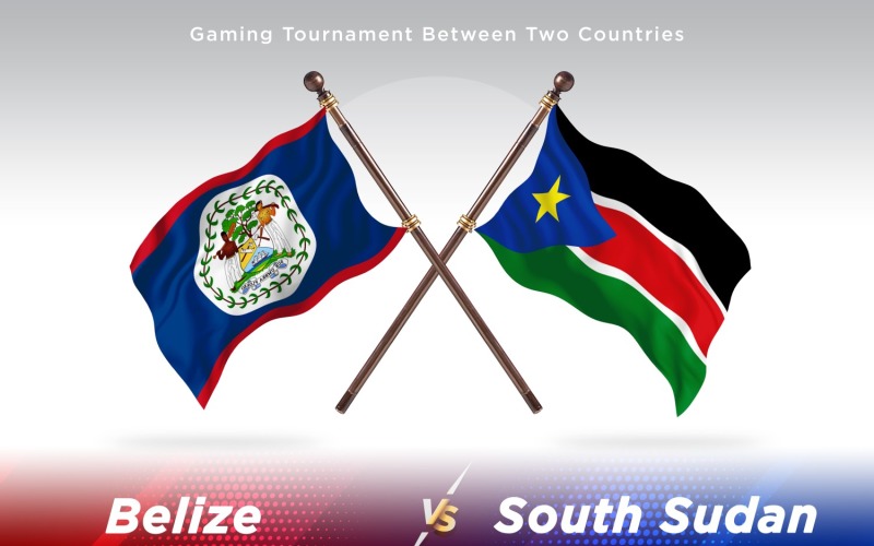 Belize versus south Sudan Two Flags Illustration