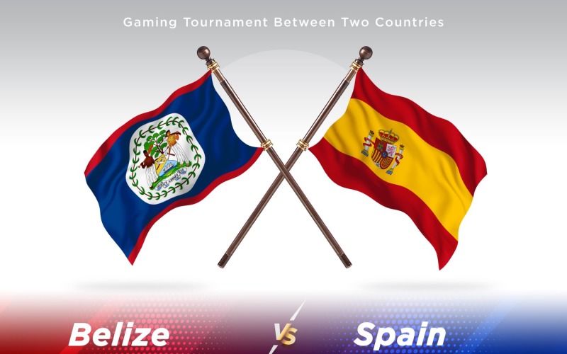 Belize versus Spain Two Flags Illustration