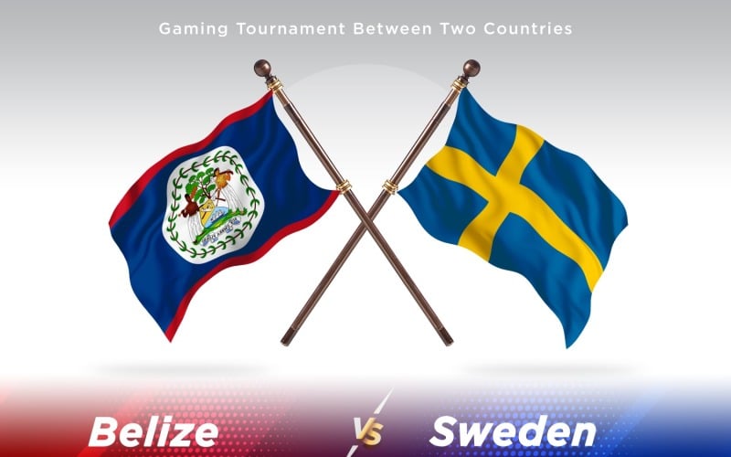 Belize versus Sweden Two Flags Illustration