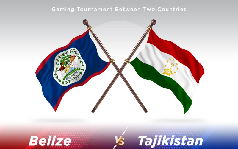 Belize versus Tajikistan Two Flags Illustration
