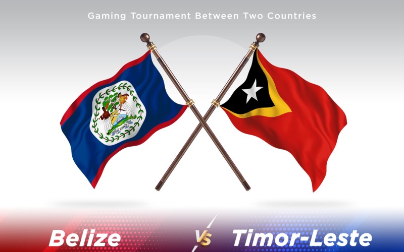 Belize versus Timor-Leste Two Flags Illustration