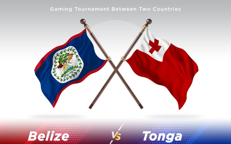 Belize versus Tonga Two Flags Illustration