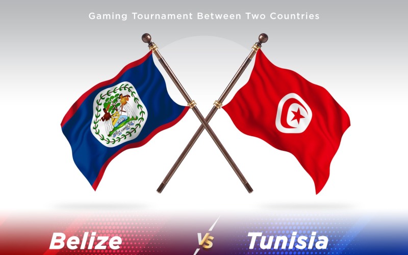 Belize versus Tunisia Two Flags Illustration