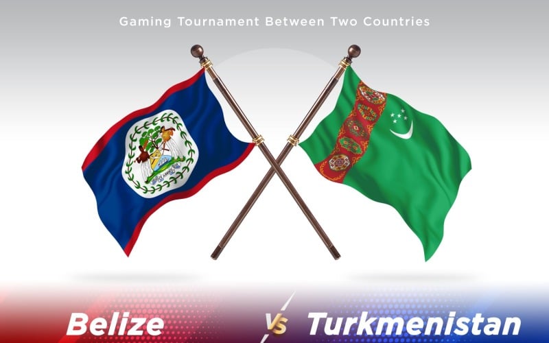 Belize versus Turkmenistan Two Flags Illustration