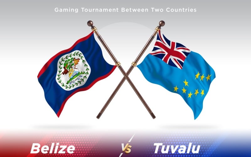 Belize versus Tuvalu Two Flags Illustration