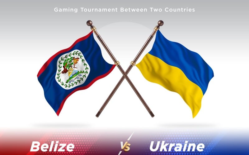 Belize versus Ukraine Two Flags Illustration