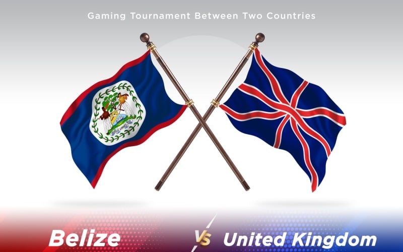 Belize versus united kingdom Two Flags Illustration