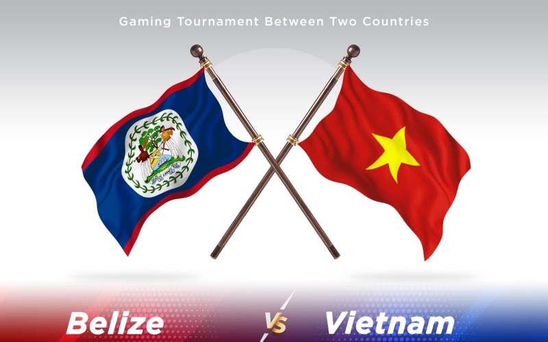 Belize versus Vietnam Two Flags Illustration