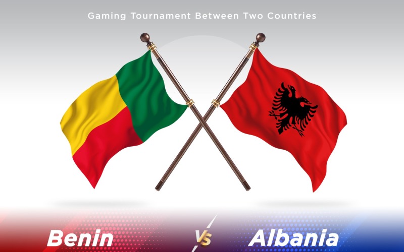 Benin versus Albania Two Flags Illustration