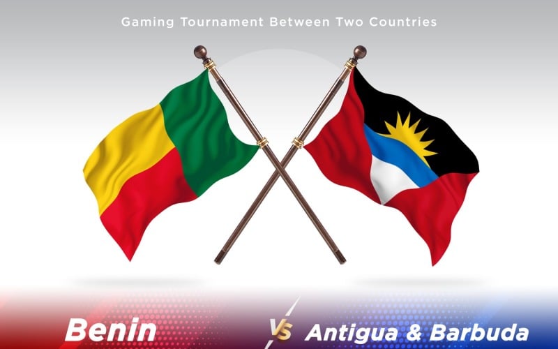 Benin versus Antigua and Barbuda Two Flags Illustration