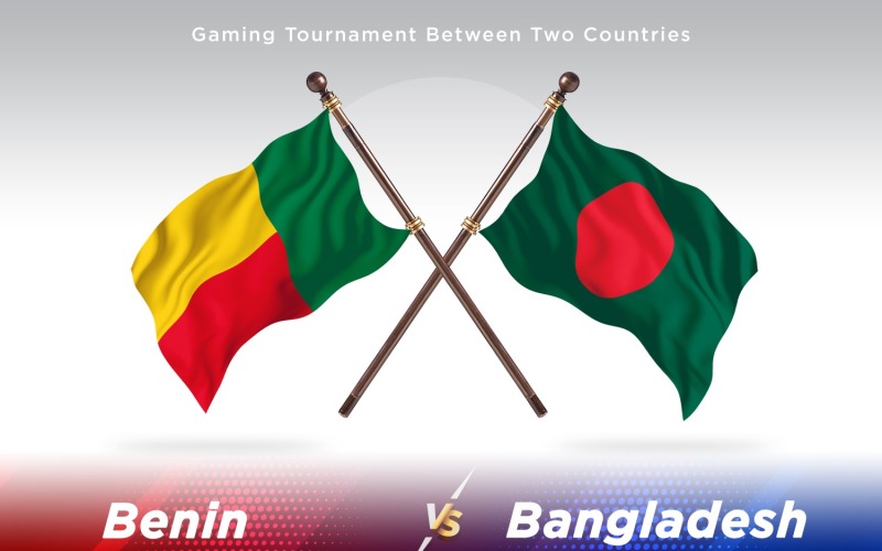 Benin versus Bangladesh Two Flags Illustration