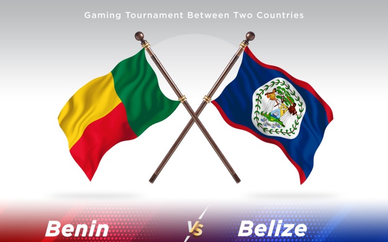 Benin versus Belize Two Flags Illustration