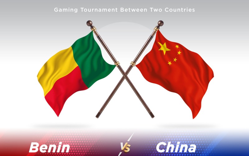 Benin versus china Two Flags Illustration