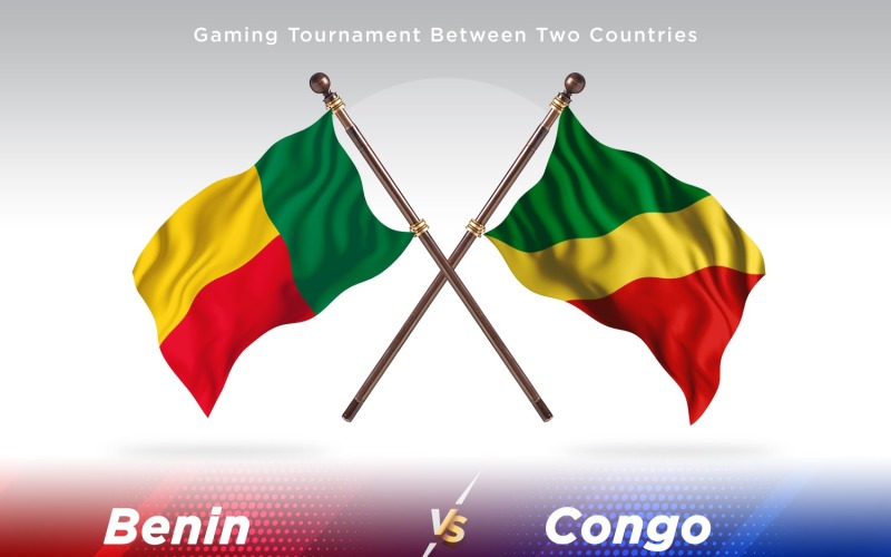 Benin versus Congo Two Flags Illustration